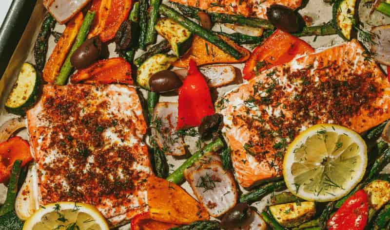 Jamie Oliver salmon tray bake 30 Minute meals