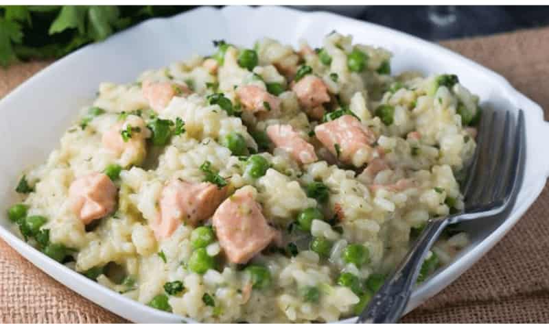 Jamie Oliver Salmon and Pea Risotto