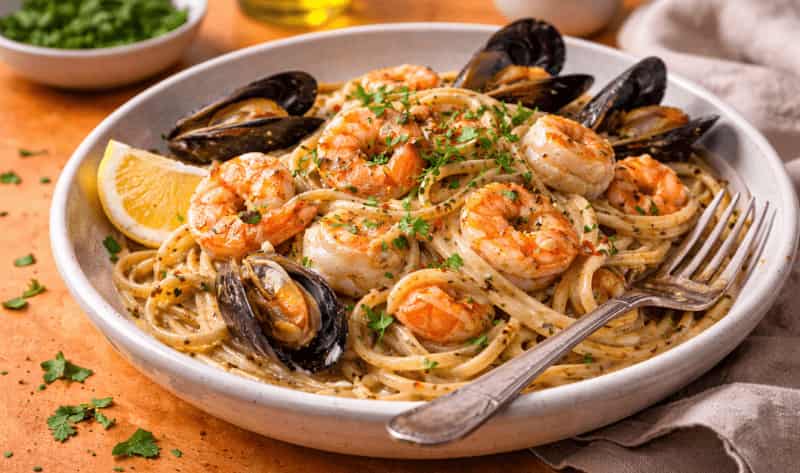 Jamie Oliver Creamy Seafood Pasta