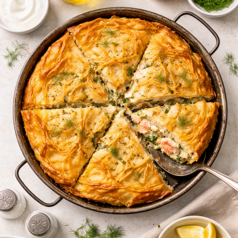 Jamie Oliver Salmon Filo Pie