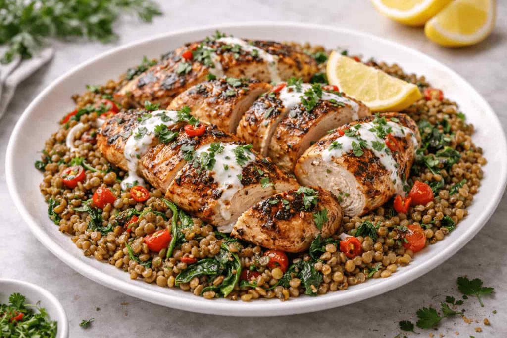 Jamie Oliver chicken and lentils 15 Minute Meals