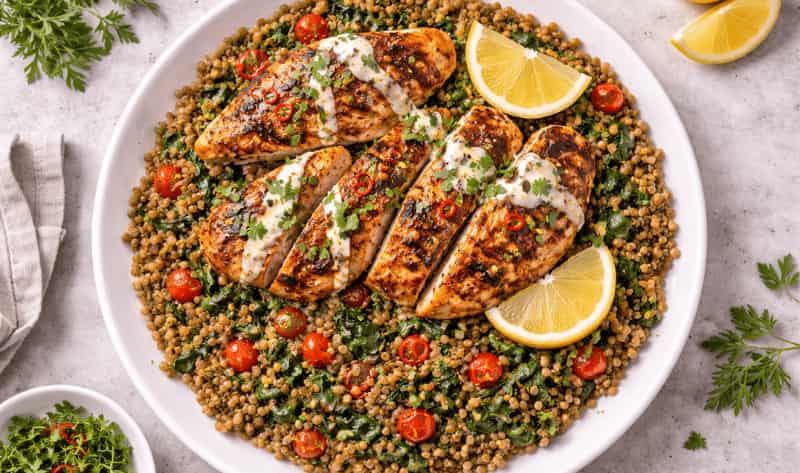 Jamie Oliver chicken and lentils 15 Minute Meals