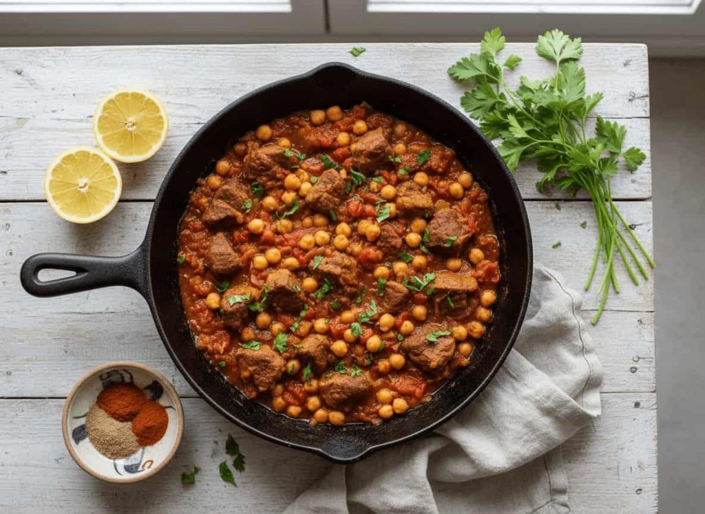 Jamie Oliver Moroccan lamb with chickpeas