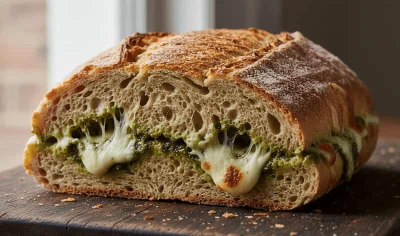 Jamie Oliver Cheesy Garlic Bread with Pesto