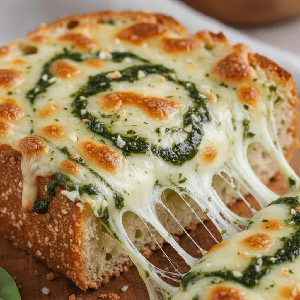 Jamie Oliver Cheesy Garlic Bread with Pesto