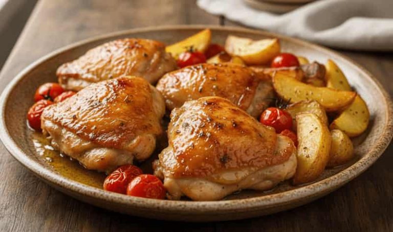 Jamie Oliver Chicken Thighs with Potatoes and Tomatoes Recipe